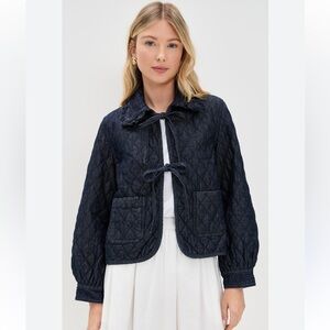 Seventy + Mochi Anthropologie Heidi quilted jacket in indigo rinse